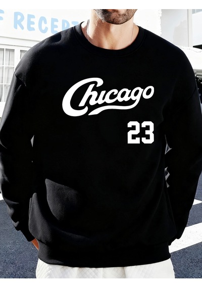 Startmore Tarzsokak Chicago Number 23 Baskı Spor Temelleri Sokak Giyimi Erkek Günlük Moda Kazak Büyük Beden Bol K Siyah
