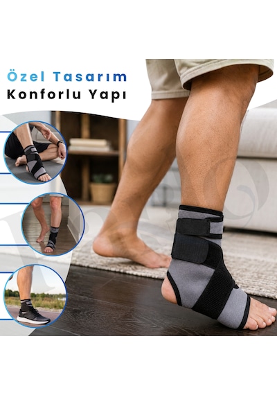 Basit 8 Bandajlı Ayak Bilekliği 2'li Set Ayarlanabilir Neopren Ayak Bileği Desteği