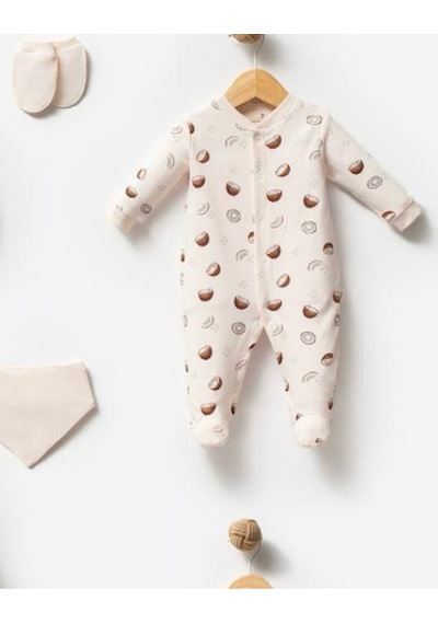 By Bubbles Unisex Desenli 10'lu Hastane Çıkış Seti Ekru Hindistan Cevizi