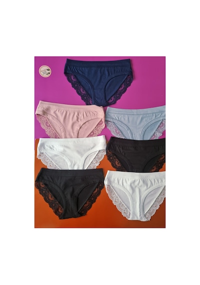 Demirsa Boutique Dantelli, Biye Detaylı Lacivert, Pudra, Mavi, 2 Beyaz Ve 2 Siyah Renk 7'li Modal Kadın Bikini Külot Çok Renkli Demirsa Boutique Dantelli, Biye Detaylı Lacivert, Pudra, Mavi, 2 Beyaz Ve 2 Siyah Renk 7'li Modal Kadın Bikini Külot Çok Renkli