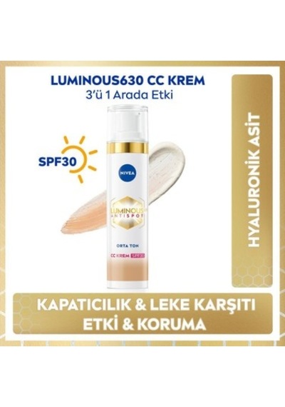 Koyu Leke Karşıtı Cc Yüz Kremi 40ml, Güneş Koruyucu İle 00