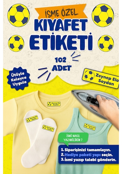 Kıyafet Etiketi - Okul Kıyafetlerine Kişiye Özel 30 Saniyede Kolay Uygulama Yıkanabilir -fenerbahçe Çok Renkli