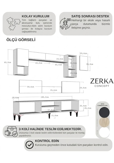 Bellagio Lazer Desenli Tv Ünitesi Takımı 180 Cm - Aa Antrasit - Altın