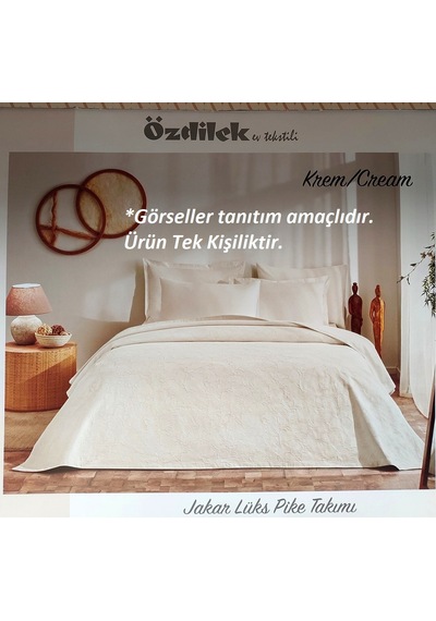 Özdilek Rf -krem- Jakar Lux Z Tek Kişilik Pike Takımı