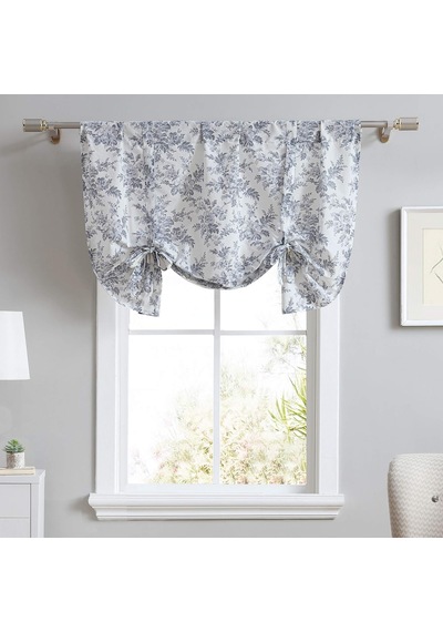 Home - Pamuk Fırfırlı, Ev Dekorasyonu İçin Şık Ve Hafif Pencere Dekorasyonu Annalise Floral Grey, 127 X 63,5 Cm