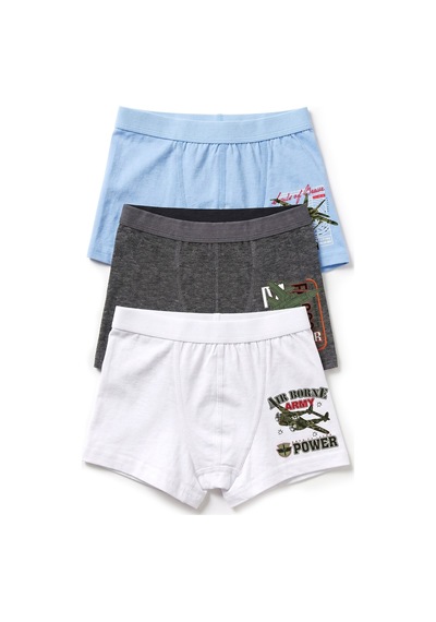 Öts Erkek Çocuk 3 Lü Pamuklu Boxer Baskılı Premium Günlük Kullanım 7394-3 Renkli