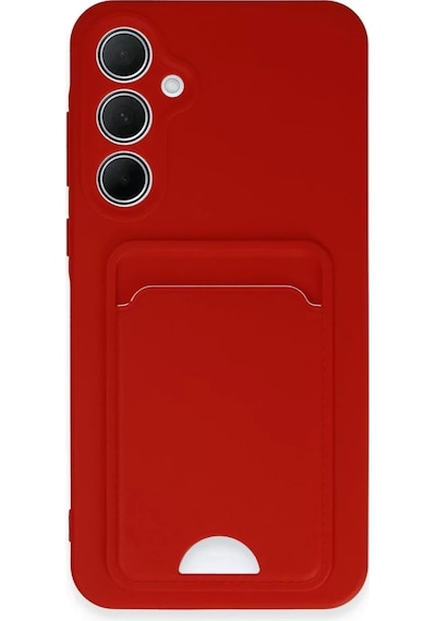 Newface Samsung Galaxy A35 5g Kılıf Kelvin Kartvizitli Silikon - Kırmızı