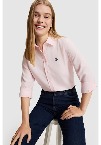 U.S. Polo Assn. Kadın Açık Pembe Uzun Kollu Basic Gömlek 50324791-vr078 Acık Pembe