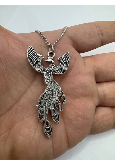 Phoenix Soul Zümrüdüanka Kuşu Figürlü Unisex Kolye 60 Cm Zincirli Çok renkli