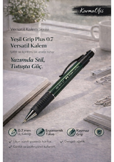 Yeşil Plus 0.7 Versatil Kalem Ergonomik, Kaymaz Tutuş Yeşil