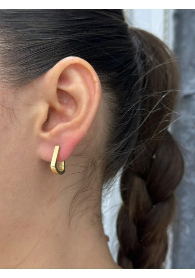 14 Ayar Altın Oval Şekilli Küpe 1286 Gold