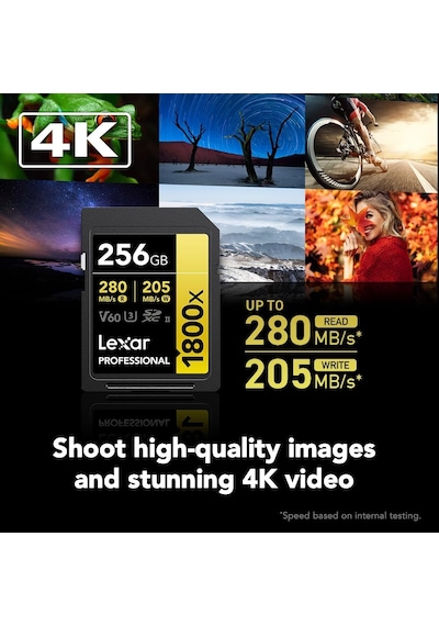 Lexar Prof 256gb 1800x Sdxc Uhs-ıi 270mb/s Read 180mb/s Write C10