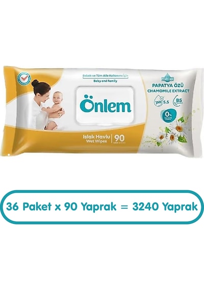 Önlem Papatya Özlü Islak Havlu Mendil 90x36 3240 Yaprak Islak Mendil