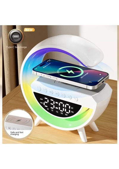 Forlife Kablosuz Şarj Özellikli Bluetoothlu Çok Fonksiyonlu Masa Lambası Çok Renkli