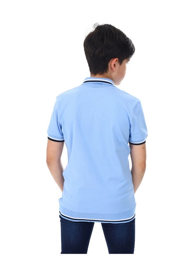 Toontoy Kids Toontoy Erkek Çocuk Polo Yaka Palmiye Baskılı Tişört Mavi