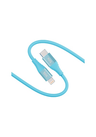 Bix ﻿BXSC1CL 60W Type-C To 1.2 M Lightning Silikon Şarj ve Data Kablosu Mavi