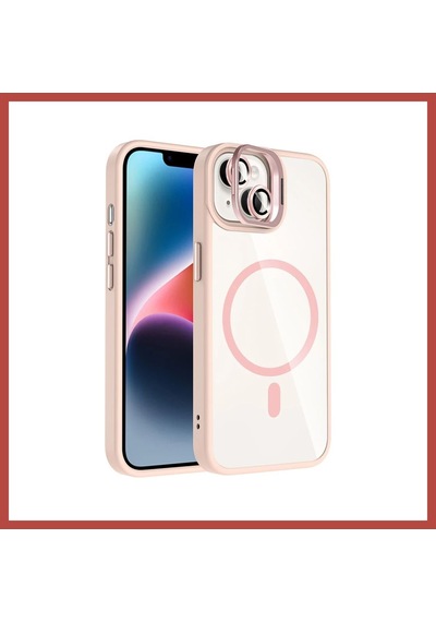 Erdo Ticaret Joko İphone 13 Remim Lensli Magsafe Standlı Kapak - Pembe Erdotıca