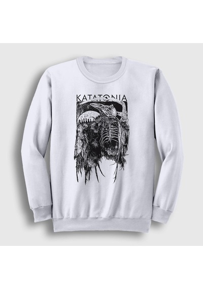 Presmono Unisex Death Katatonia Sweatshirt Beyaz