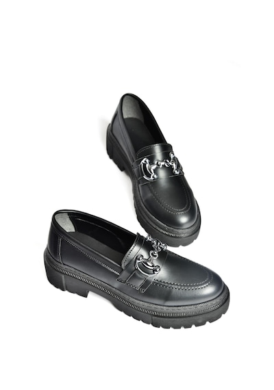Fox Shoes P6520343009 Siyah Kalın Tabanlı Kadın Günlük Ayakkabı Siyah-suni Deri Siyah