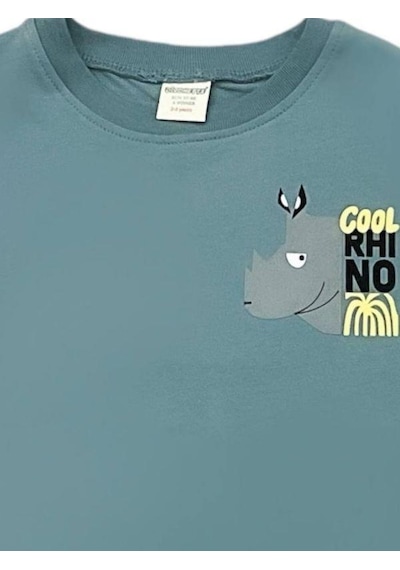 Zekids Erkek Çocuk Cool Rhino Baskılı Pamuklu Sweatshirt-14202 Indigo