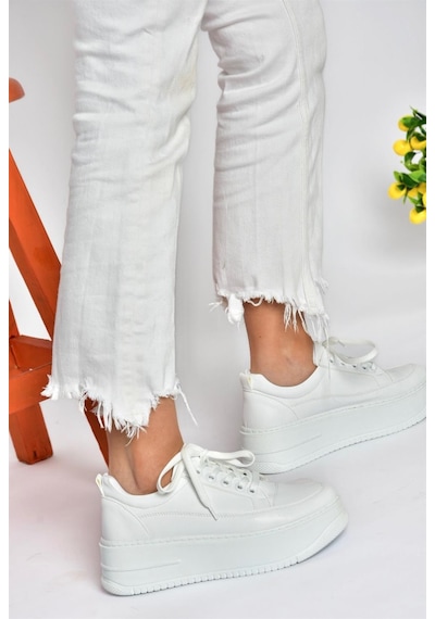 Fox Shoes P274117509 Beyaz Yüksek Tabanlı Kadın Spor Ayakkabı Sneakers Beyaz
