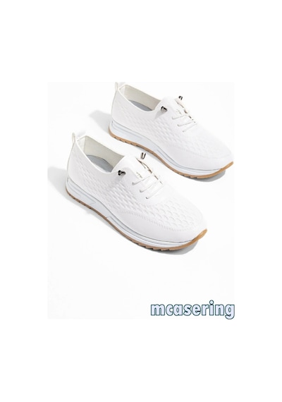 Mcaserıng Lüx Ortopedik Kaymaz Tabanlı Günlük Spor Kadın Babet Sneaker Ayakkabı Beyaz-petek