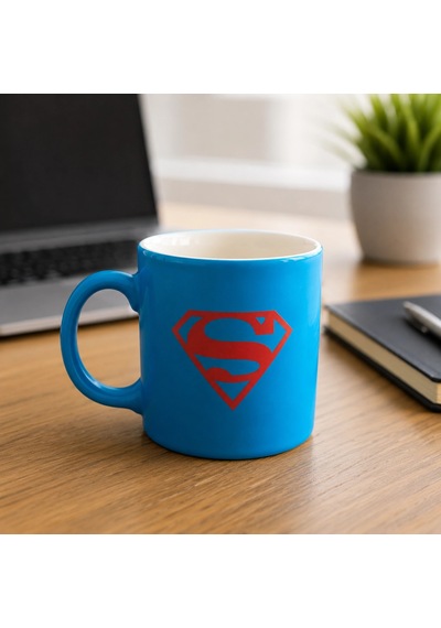 Superman Temalı Mavi Seramik Kupa Özel Kutulu 330 Ml Çok Renkli
