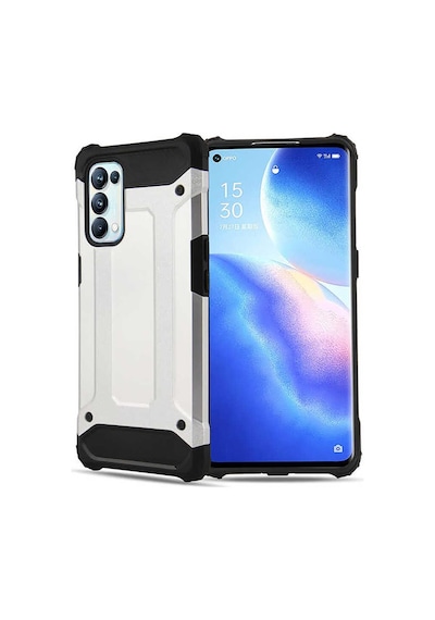 Noktaks - Oppo Reno 5 Pro 5g Uyumlu - Kılıf Çift Katman Zırh Tank Crash Military Kapak - Gri