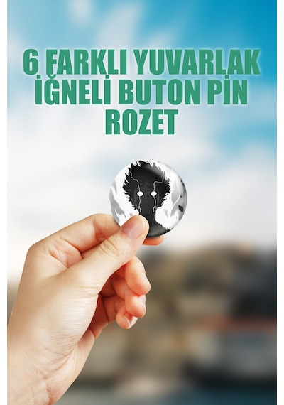 Mob Psycho 100 Çanta Süsü Rozet İğneli Buton Rozet Seti 6 Adet Çok Renkli