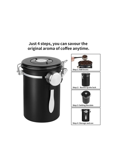 Kahve Kutusu Saklama Kabı - 22 Oz Paslanmaz Çelik Hava Geçirmez Kahve Çekirdeği Saklama Zemini Konteyner Tarih İzl Diğer