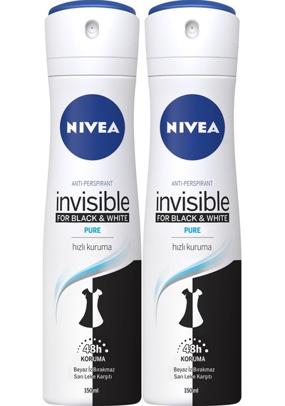 Nivea Invisible Black & Whıte Pure Kadın Sprey Deodorant 2 x 150