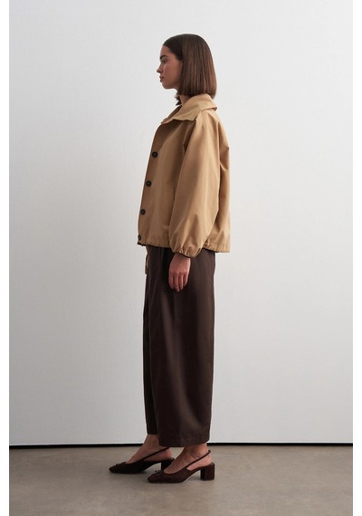 Kadriye Baştürk Omi Yaka Trençkot Camel