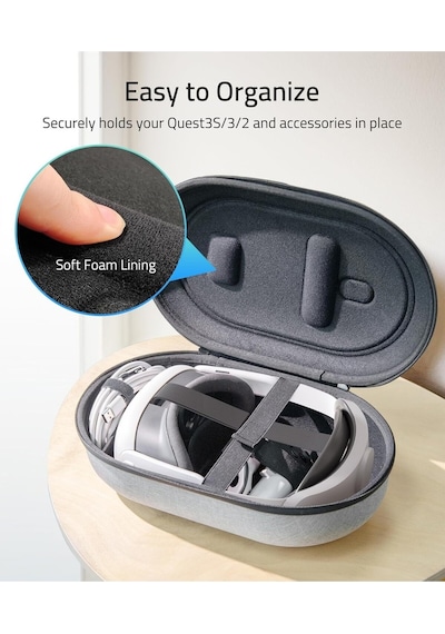 Large Sert Taşıma Çantası Meta Quest 3s/3/oculus 2/pico 4 Uyumlu Gri M42 L