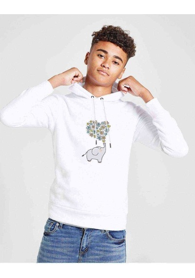 Tshirthane Kawaii Baby Elephants 2 Baskılı Unisex Çocuk Kapüşonlu Sweat