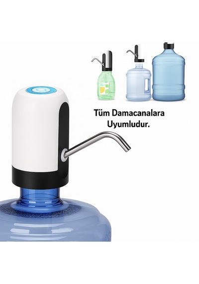 Şarjlı Damacana Pompası Usb Şarjlı, Otomatik Su Pompası BEYAZ