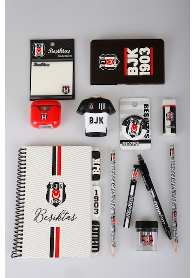 X Dekomus Lisanslı Beşiktaş 12 Parça Kırtasiye Seti Ajanda,post-ıt,rozet,uçlu Kalem,uç Altın