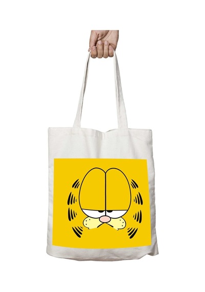 Art Hediye Garfield Üzgün Kedi İki Tarafı Kalıcı Baskılı Yıkanabilir Okul Plaj Omuz Bez Çantası Çok Renkli