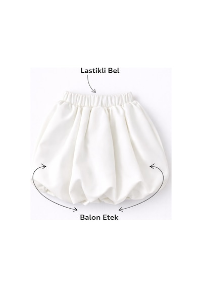 Fesshera Kids Kız Çocuk Etek Beli Lastikli Pamuklu Ve Astarlı Tül Etek Beyaz 2