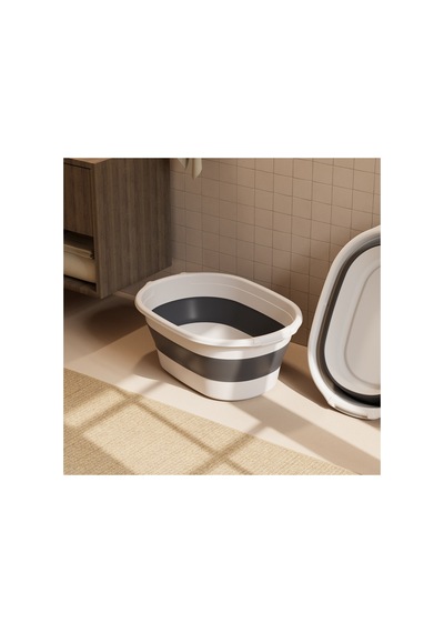Katlanır Silikon Çamaşır Sepeti Gri Beyaz 38 Lt Gri - 934786248 Gri