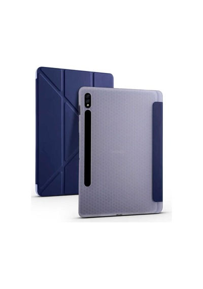 Samsung Galaxy Tab S7 Fe Lte T737-t736-t733-t730 İle Uyumlu Kılıf Kalem Bölmeli Standlı Akıllı Kapak - Lacivert 1