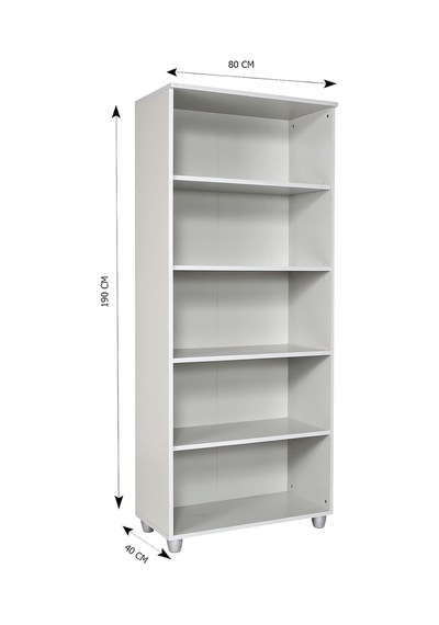 Kitaplık Dosya Dolabı Malzeme Rafı 190x80x40 Cm Gri Gri