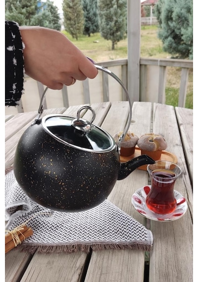 Digithome Granit Kamp Ve Mutfak Çay Bitki Çayı Demliği 2,5 Lt Siyah- 152.2.07.039 Siyah