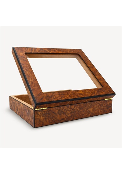 Lubinski Cedar Basic Camlı Puro Kutusu Humidor Slim Dijital Kahve 15s