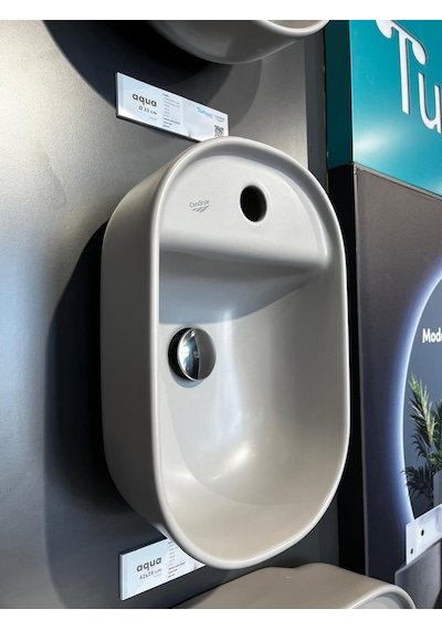 Turkuaz Cerastyle Aqua Tezgahüstü Mat Gri Lavabo 42 28 Cm