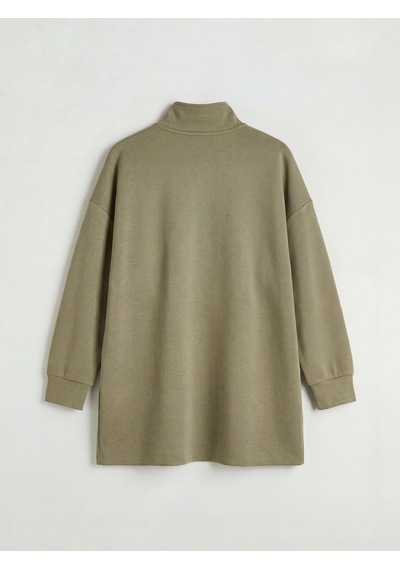Lcw Modest Haki Dik Yaka Soft Touch Kadın Sweatshirt Tunik