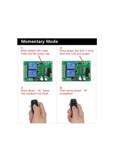 433Mhz RF 2 Kanal Röle Modül DC 12V  Kablosuz Motor Pompa Fan