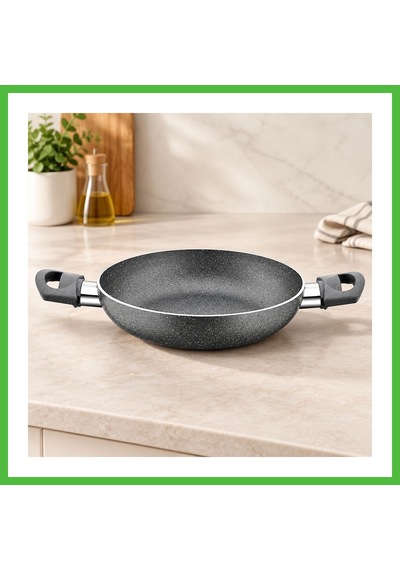 Vaveni Granit Tava 22 Cm Çift Saplı Gri Kırçıllı Arz