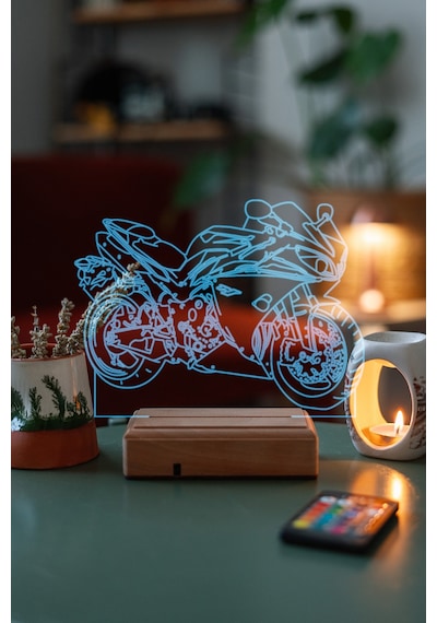 Yamaha R1 Motor 16 Renk Kumandalı 3d Gece Lambası