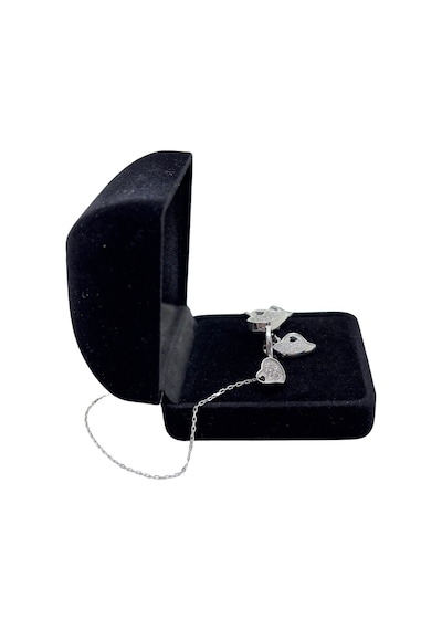 Oya Silver Aşk Işıltılı Çift Kalp Gümüş Set&takım