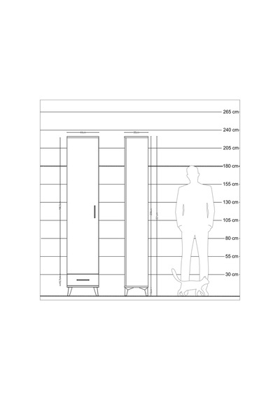Arges Dolap 5 Raflı Tek Çekmeceli Tek Kapaklı 44x30x221 Çam-a... Çam